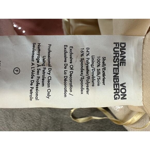 Diane Von Furstenberg BIAS STRIPE SEQUIN ONE SHOULDER SHEATH DRESS sz 4 - Picture 9 of 16